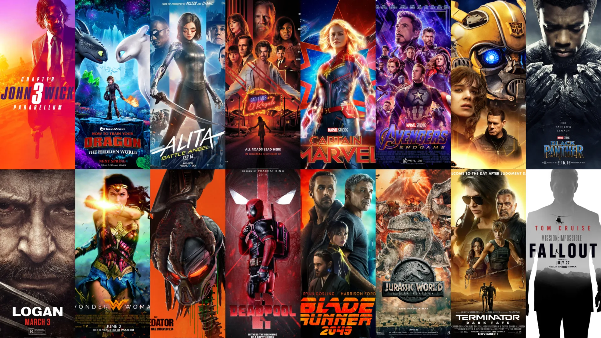 Poster wall of trailer campaigns Resonance Music has contributed to